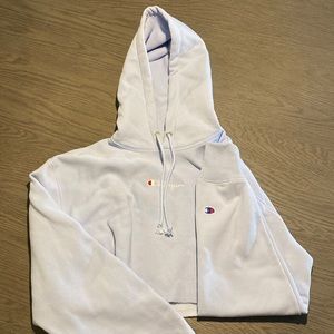 Light Blue Champion Cropped Hoodie